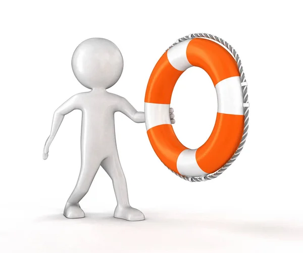 救命浮環を持つ男 クリッピング パスとイメージ — ストック写真