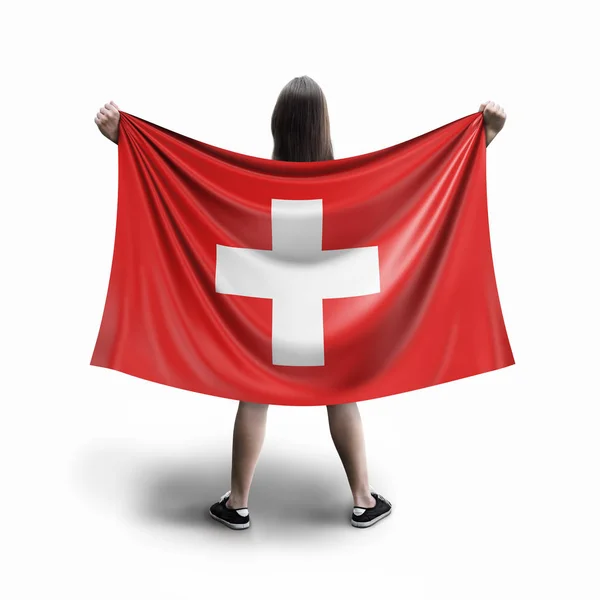 Vrouwen Zwitserse Vlag — Stockfoto