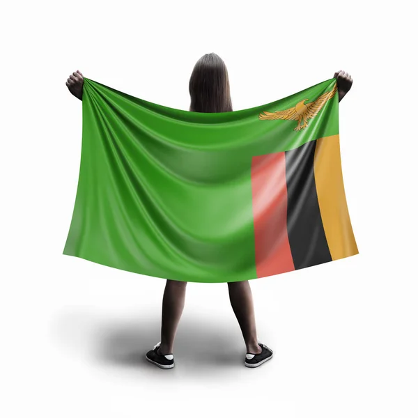 妇女和赞比亚国旗 — 图库照片