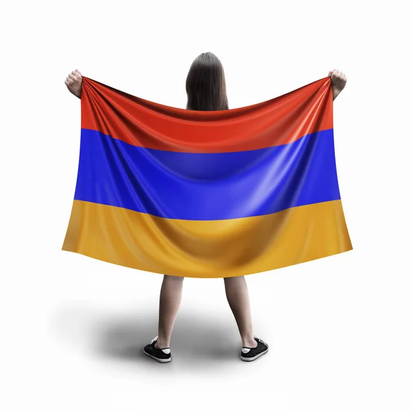 Women Armenian Flag — Stock Photo, Image