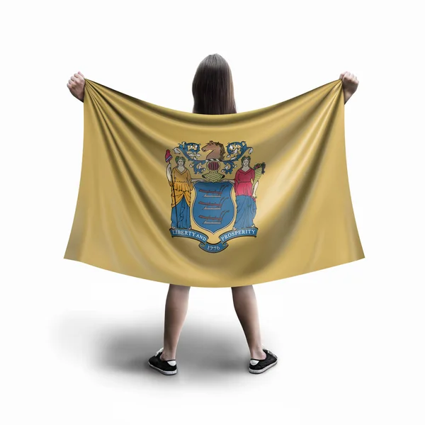 妇女和新泽西旗子 — 图库照片
