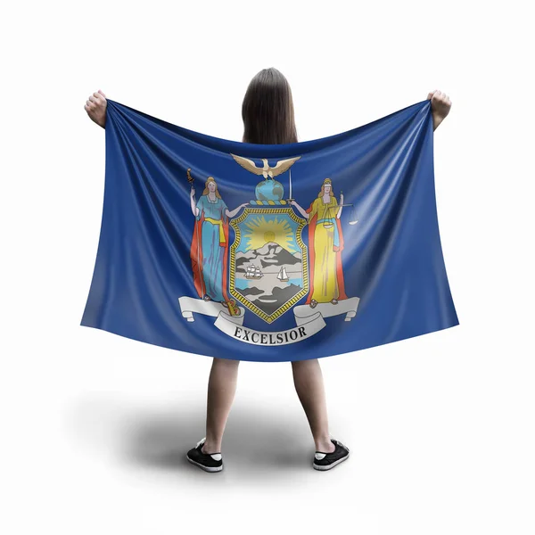 Kvinnor Och New York Flagga — Stockfoto