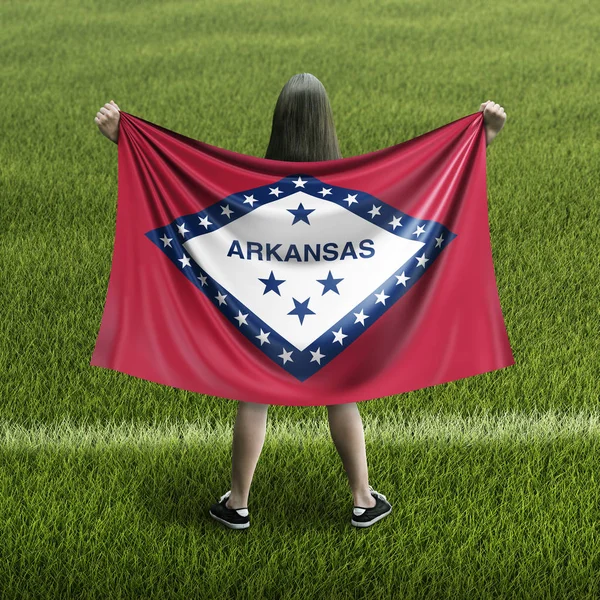 Mulheres Bandeira Arkansas — Fotografia de Stock