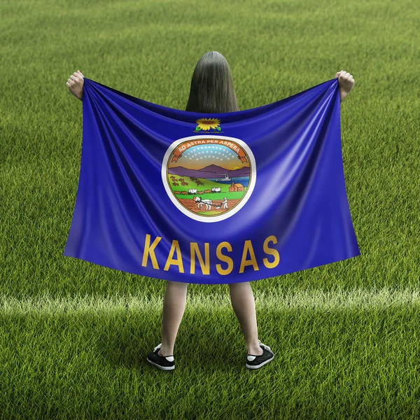 Kadın Kansas Bayrak — Stok fotoğraf