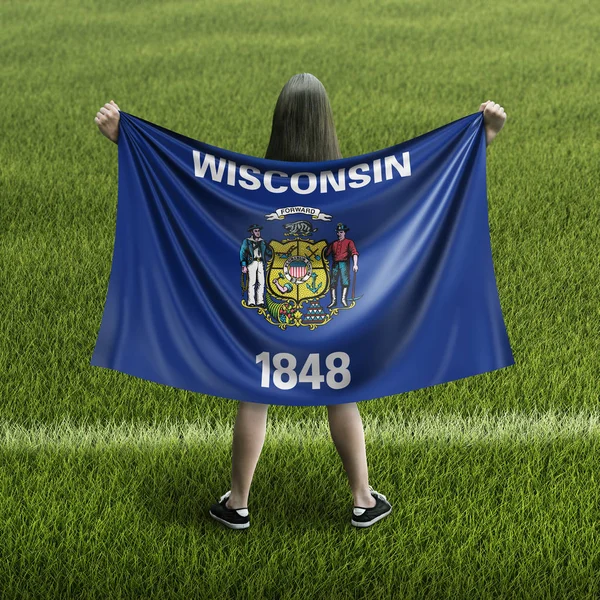 Kadın Wisconsin Bayrak — Stok fotoğraf