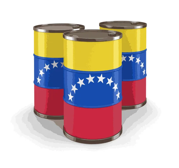 Barril Petróleo Con Bandera Venezuela Imagen Con Ruta Recorte — Vector de stock
