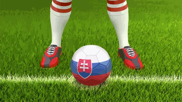 Mannen Och Soccer Ball Med Slovakiens Flagga — Stock vektor