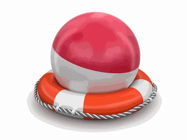 Ball Indonesian Flag Lifebuoy Image Clipping Path — Stock Vector