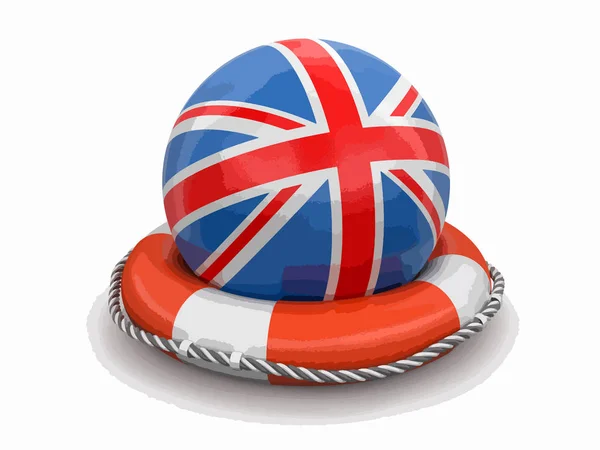 Ball British Flag Lifebuoy Image Clipping Path — Stock Vector