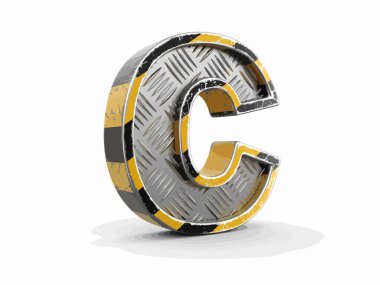 Sarı çizgili metalik yazı - mektup C. görüntü kırpma yoluyla