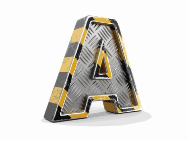 Sarı çizgili metalik yazı - mektup A. görüntü kırpma yoluyla