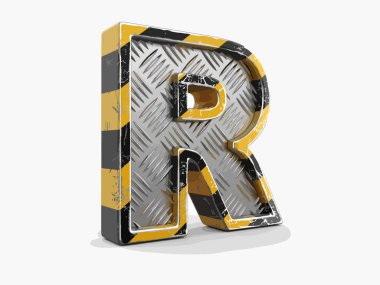 Sarı çizgili metalik yazı - mektup R. görüntü kırpma yoluyla