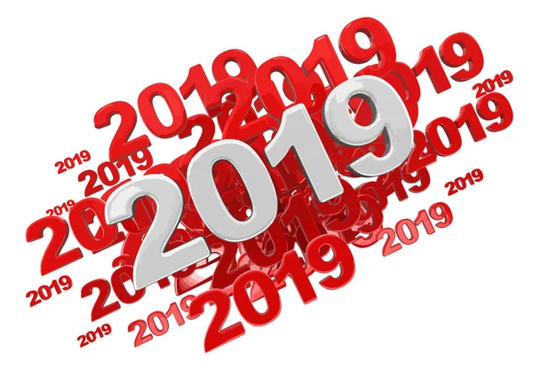 Nieuwjaar 2019 Afbeelding Met Uitknippad — Stockvector