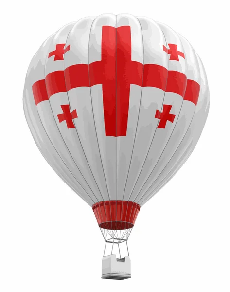 Αερόστατο Ζεστού Αέρα Γεωργιανό Σημαία Εικόνα Διαδρομή Αποκοπής — Διανυσματικό Αρχείο