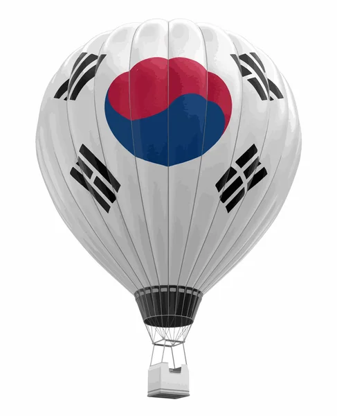 Güney Kore Bayrağı Ile Sıcak Hava Balonu Görüntü Kırpma Yolu — Stok Vektör