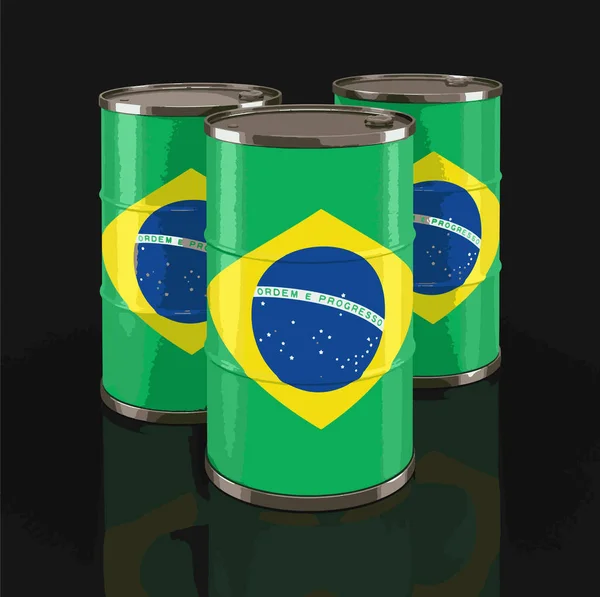 Нефтяной Баррель Флагом Бразилии — стоковый вектор