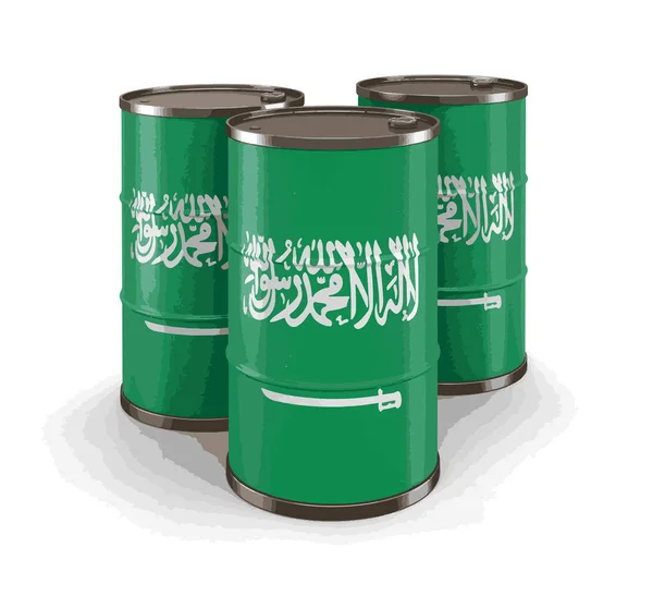 油桶与沙特阿拉伯的旗子 — 图库矢量图片
