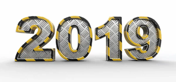 Metal New Year 2019 Bild Mit Schneideweg — Stockvektor
