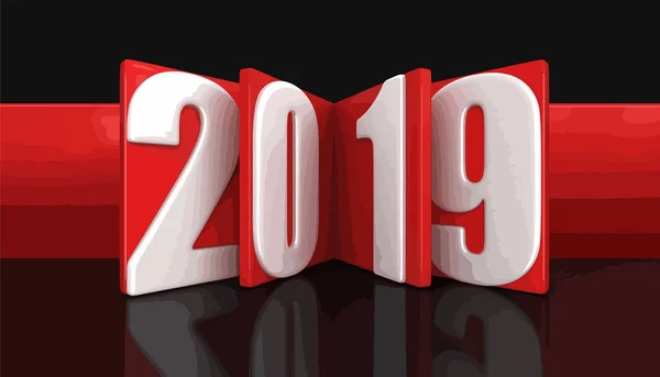 Nieuwjaar 2019 Afbeelding Met Uitknippad — Stockvector