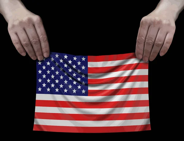 Imagen Bandera Estados Unidos Las Manos — Archivo Imágenes Vectoriales
