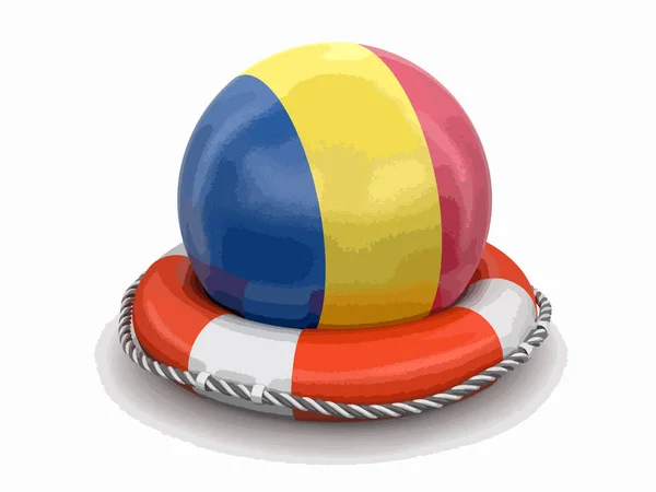 Ball Romanian Flag Lifebuoy — Stock Vector