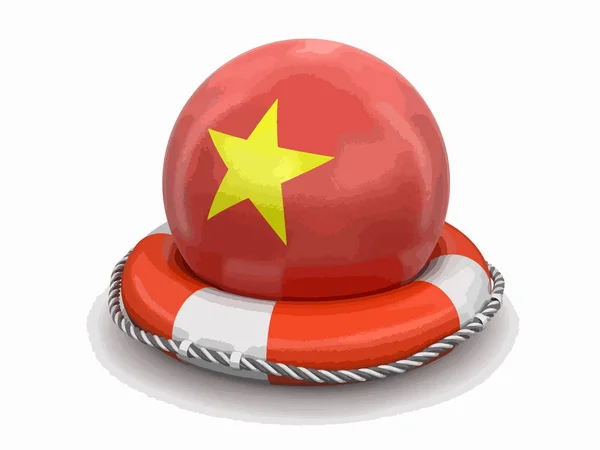 Lifebuoy Vietnam Bayrağı Ile Top — Stok Vektör