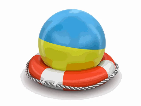 Ball Ukrainian Flag Lifebuoy — Stock Vector