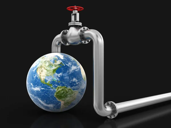 3d Globe and Pipeline. Image with clipping path