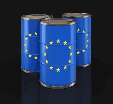 Avrupa Birliği'nin petrol varil bayrak ile