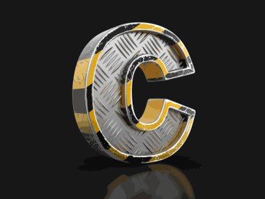 Sarı çizgili metalik yazı - mektup C. görüntü kırpma yoluyla