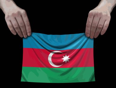 Azerbaycan bayrağı elinde