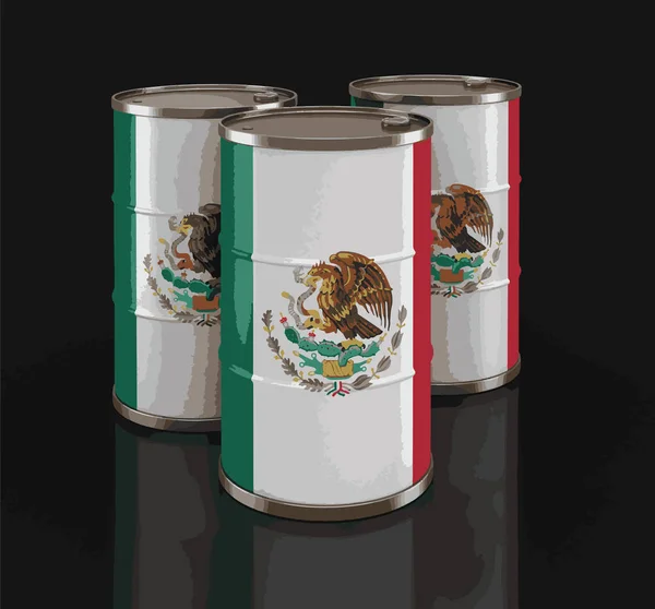 Barril Petróleo Con Bandera México — Vector de stock