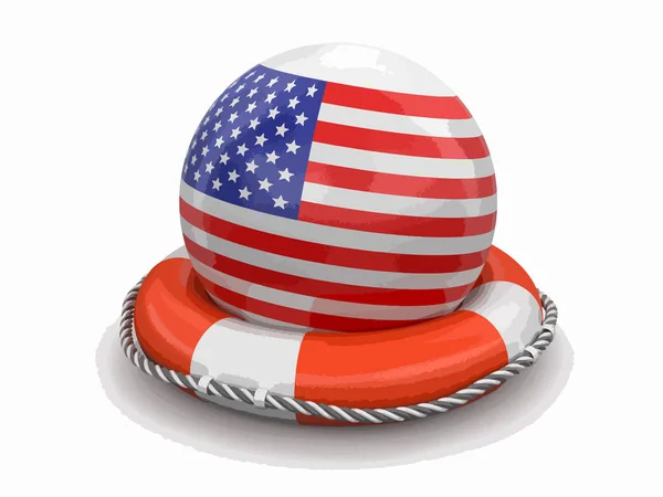 Ball American Flag Lifebuoy — Stock Vector