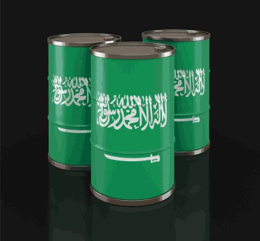 Suudi Arabistan bayrağı ile petrol varil