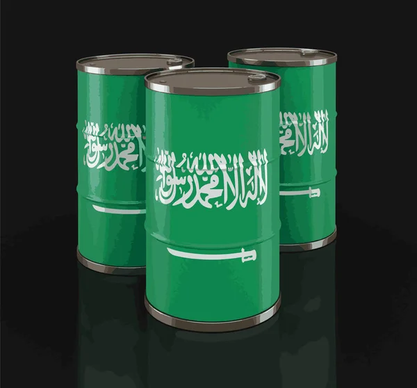 Barril Petróleo Com Bandeira Arábia Saudita — Vetor de Stock