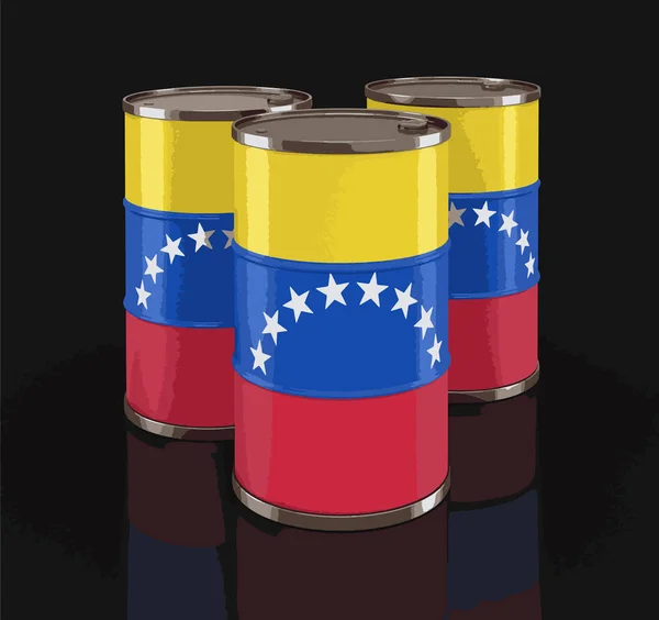 Barril Petróleo Con Bandera Venezuela — Vector de stock