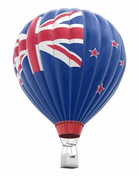 Hot Air Balloon Zéland Zászló Kép Vágógörbe — Stock Vector