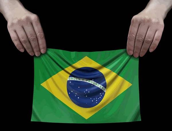 Brasilianische Flagge Händen — Stockvektor