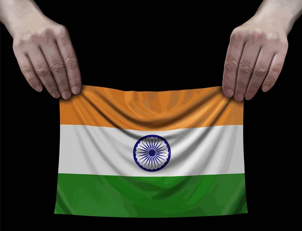 Drapeau Indien Entre Les Mains — Image vectorielle