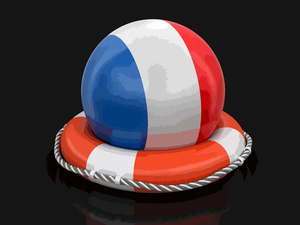 Ball French Flag Lifebuoy — Stock Vector