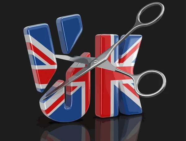 Forbici Testo Regno Unito Con Bandiera Immagine Con Percorso Ritaglio — Vettoriale Stock