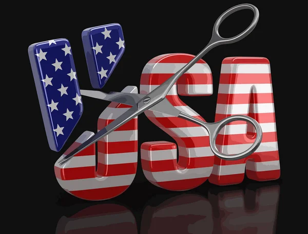 Ciseaux Texte Usa Avec Drapeau Image Avec Chemin Coupure — Image vectorielle