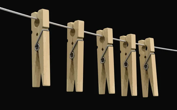 Dřevěné Clothespins Laně — Stockový vektor