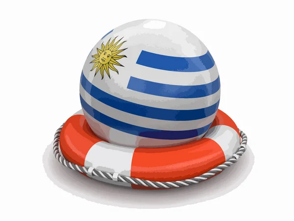 在救生圈与乌拉圭国旗的球 — 图库矢量图片