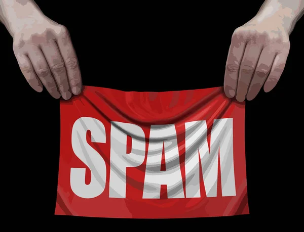 Spam Ile Elinde Banner — Stok Vektör