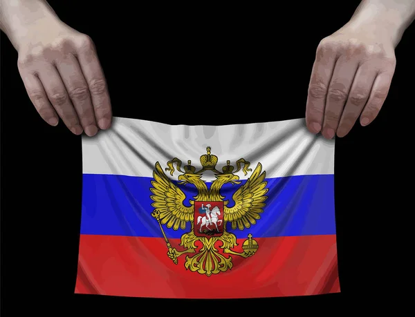 Drapeau Russe Entre Les Mains — Image vectorielle