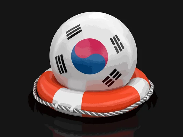 救生圈上挂着韩国国旗的球 — 图库矢量图片