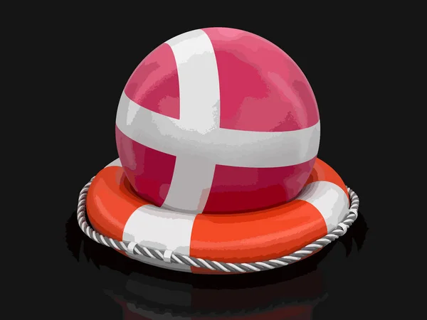 Ball Danish Flag Lifebuoy — Stock Vector