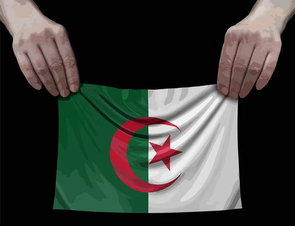 Algerische Flagge Händen — Stockvektor