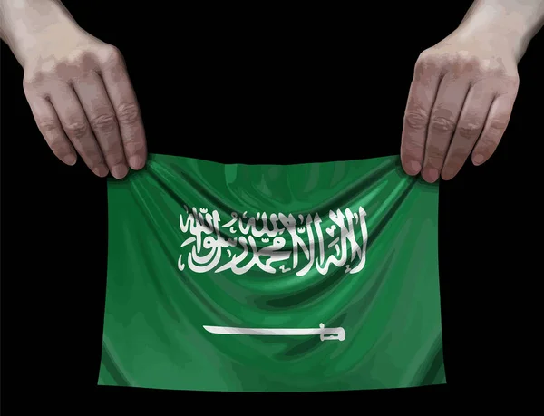 Arábia Saudita Bandeira Mãos — Vetor de Stock